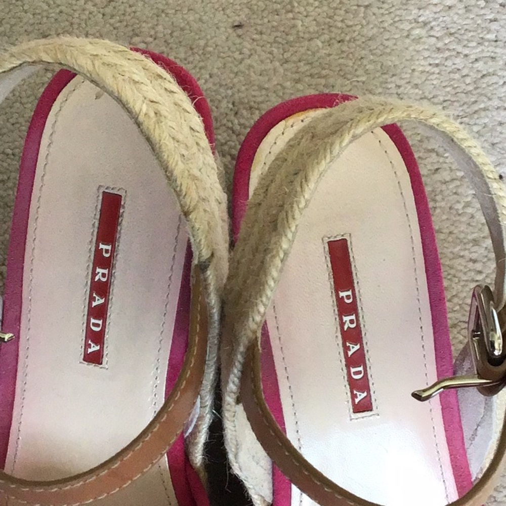 Prada  Peonia Suede Platform Wedge Open Sandals Authentic. - Picture 3 of 10